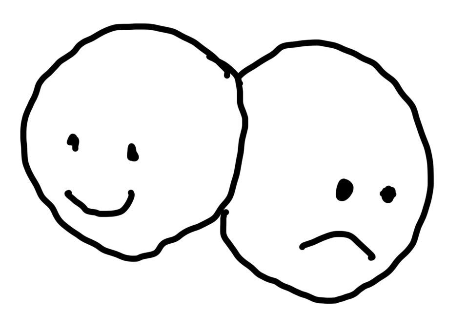 Ein laechelndes und ein trauriges Smiley.
